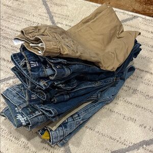 GAP Blue Denim and Tan Pants Collection